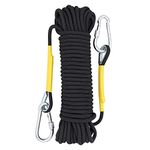 X XBEN Multi-use 8mm 30m Outdoor Rope Home Emergency Escape Rope, Black Multifunctional Cord Safety Rope for Magnetic Fishing Hiking Caving Camping Rescue Tree Climbing