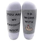 LEVLO Funny Coworker Appreciation Gifts Favotire Asshole/Bitch To Work With Socks for Colleague Manager Boss (1 pair-mid calf-Bitch)