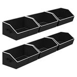 DIMJ Closet Storage Bins - 6 Pack Foldable Storage Basket Box Fabric Storage Cubes Storage Organization Trapezoid Storage Bin with Handle Closet Organizer and Storage for Clothes(Black)