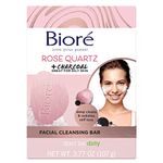 Bioré Rose Quartz With Charcoal Facial Cleansing bar, Exfoliating bar Soap, Daily Face Wash, Oil Free, Dermatologist Tested, Cruelty Free, Vegan Friendly, Paraben Free