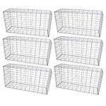 Monster Shop Gabion Baskets Garden Mesh Wire Cages Galvanised Steel Stone Basket Outdoor Spiral Planter Retaining Wall / 100 x 50 x 30cm / 6 Pack