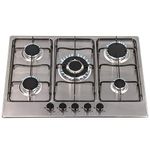 SIA AMZSSG702SS 70cm 5 Burner Gas Hob In Stainless Steel With Enamel Pan Stands