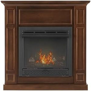 38 in. Dual Fuel Walnut Vent Free Fireplace System 26,000 BTU