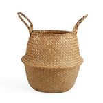 BlueMake Woven Seagrass Belly Basket for Storage Plant Pot Basket and Laundry, Picnic and Grocery Basket (Original, Large)