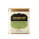 Golden Tips Peach Green Tea Loose Leaves Tin can (100 Gram, 50 cups)