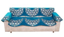 Fashion Throw Sofa Cover L Shape 6 Seats | Chenille Anti-Slip Sofa Cover Protector Covers | Sofa Cover for Living Room | Sofa Slipcovers (Turquoise (Design-2), 3 Seater + Arm Cover)