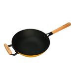 CUMIN CO. Cast Iron Wok LITE | 1.5L, 26cm | Induction Base Cookware | 5 Year Warranty | Chemical Free Coating, Non-Stick, Non-Toxic | Wok for Everyday Cooking & Frying | Mustard