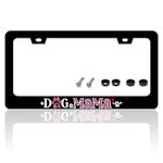 Dog Mama License Plate Frame Pet Paw for Front and Rear Car Tags Stainless Steel License Plate Holder Funny Car Decoration with Screws 6.3 X 12.2 in