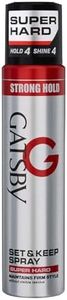 Gatsby Japan Set And Keep Hair Spray Super Hard, 250ml | Quick Drying, Long Lasting Hold, No Flaking & Natural Shine | Non Sticky & Easy Wash Off | Styling Hair Spray