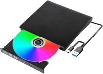 Lostrain External CD/DVD Drive for Laptop, USB 3.0 Type-C Portable CD +/-RW VCD ROM Player Rewriter Burner Optical DVD Drive Compatible with Laptop Desktop PC Windows MacBook Linux Mac OS