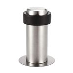 sourcing map Door Stopper Cylindrical Floor Mount Stop Brushed Stainless Steel 80mm Height