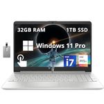 HP 15.6" FHD Touchscreen Laptop, Intel i7-1255U, 32GB DDR4 RAM, 1TB PCIe SSD, Intel Iris Xe Graphics, HD Camera, HP Fast Charge, Win 11 Pro, Silver, 32GB Hotface USB Card