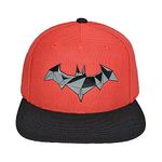 Concept One Unisex's Dc Comics Batman Snapback Hat, Flat Brim Bill Adjustable Baseball Cap, Black/Red, One Size