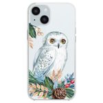 Blingy's for iPhone 15 Case, Women Girls Cute Floral Owl Style Fun Animal Pattern Bird Design Transparent Soft TPU Protective Clear Case Compatible for iPhone 15 6.1 inch (White Owl)