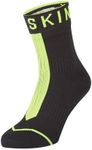 SEALSKINZ Unisex Waterproof All Weather Ankle Length Sock with Hydrostop, Black/Neon Yellow, Large