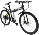 ACROSSPART 26 Inch Mountain Bike 21-Speed Adult Folding Bike MTB with Mechanical Disc Brak Bicycles Suitable for Boys, Girls, Men, Women of All Ages