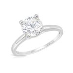 MAX + STONE 2 Carat Round Cubic Zirconia Solitaire Engagement Ring for Women | 14k Gold Engagement Ring | Simulated Diamond Ring | White Gold CZ Engagement Ring Size 6
