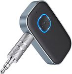 COMSOON [Upgraded] Bluetooth AUX Adapter for Car, Noise Cancelling Bluetooth 5.0 Music Receiver for Home Stereo/Wired Headphones/Hands-Free Calls, 16H Battery Life, Dual Connect-Black+Gray