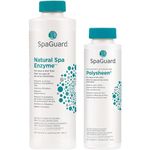 2 Pack | (1) Natural Spa Enzyme 946ml | (1) Polysheen 473ml | Spa & Hot Tub | Spa Guard | Use Less Hot Tub Chemicals | with Free Balance Guide