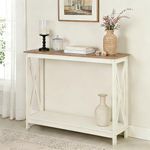 MAISON ARTS Console Table 39.4'', 2-Tier Narrow Sofa Table Behind Couch, Farmhouse Entryway Table with Storage for Living Room, Entrance and Hallway, Easy Assembly, Ivory White