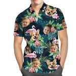 Custom Hawaiian Shirt, Personalized Beach Short Sleeve Shirt, Custom Men's Button Down Hawaiian Shirts w/Pet or Human Face (Polyester, Style-2)