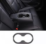 Water Cup Holder Frame Trim Cover for Tesla Model 3/Y 2016-2023, Rear Center Seat Armrest Cup Holder Cover, Rear Drain Cup Slot Decoration Cover, Dry Carbon Fiber (Rear Armrest Cup Holder Frame)