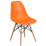 Flash Furniture Elon Series Orange Plastic Chair with Wood Base