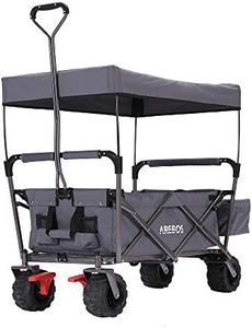 Arebos Chariot à Bras Pliable avec Toit | Utilitaire Pliable avec 2 Poches en Filet et Une Poche extérieure | Jusqu'à 100 kg de capacité de Charge | Gris