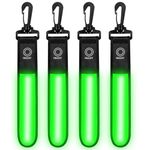 flintronic 4Packs LED Flash Strip, Light Bar Reflector Pendant, Adult Child Safety LED Light, 3 Modes, Suitable for Hiking, Jogging, Cycling, Hiking and More-4*Green