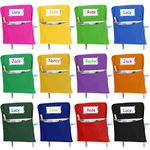 24 Pcs Chair Storage Pocket 17 Inch Chair Bag Chair Pockets for Classrooms Student Chair Pockets Classroom Chair Organizer with Name Tag for Keeping Student Book School Table Organized (Mixed Colors)