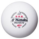 Nittaku NB-1301 Three Star Premium Table Tennis Balls, Official Rigid Ball, Plastic, Pack of 12, White, 1.6 inches (40 mm)