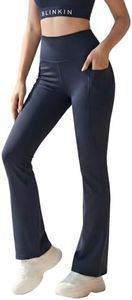 BLINKIN Flared Gym Pants for Women's Workout - The Ultimate Yoga Pants | Workout Lowers | Gym Track Pants for Women with Side Pockets (2049-Navy,Size_M)