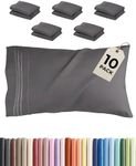 King Pillow Cases Set of 10 - Ultra Soft Hotel Quality Pillowcase Covers - Comfy. Cozy & Wrinkle Free - Shrink, Stain and Fade Resistant - Machine Washable Pillow Protectors - 10 Piece Set - Dark Grey
