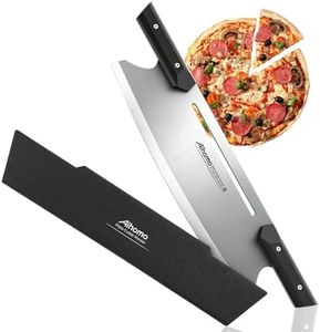 Aihomo 13-Inch Pizza Cutter Rocker Blade, Ultra Sharp 420J1 Japanese Stainless Steel Pizza Knife, Heavy Duty Pizza Slicer with Dual G10 Handle - Waterproof, Dishwasher Safe, Protective Cover