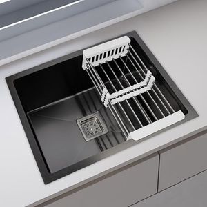 Plantex Premium Kitchen Sink/24"x18"x10" Inches Stainless Steel Sink For Kitchen with 7 Years of Warranty by Plantex - Nano Black (All Fittings & Drain Rack Included)