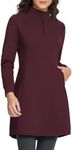 BALEAF Women's Sweatshirt Dress Winter Fleece Lined Dress Quarter Zip Cover Up Water Resistant Warm Outdoor with Pocket Wine Red S