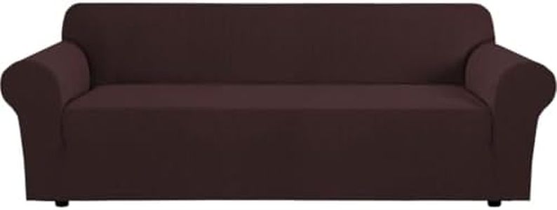 H.VERSAILTEX Stretch Oversized Sofa Cover 1 Piece Sofa Slipcovers for Living Room Feature Thick Checked Jacquard Fabric with Elastic Bottom, Sofa X-Large - Chocolate