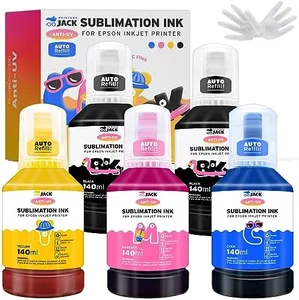 Printers Jack 700ML Sublimation Ink for EcoTank Supertank Inkjet Printer ET-2720 ET-2760 ET-2750 ET-2700 ET-3700 ET-3710 ET-3750 ET-3760 Heat Press Transfer on T-Shirt (Autofill/ICC-Free/Anti-UV)