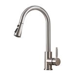 GLANZHAUS Modern High Arc Single Lever Kitchen Taps, Kitchen Sink Mixer Tap with Pull Down Sprayer and Pull Out Swivel Spout Brushed Nickel