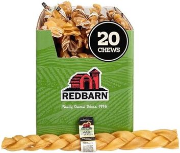 Redbarn Pet Products Recbarn Natural 12" Beef Collagen Braids - Case of 20 Sticks - Long Lasting Low-Odor Alternative to Rawhide & Bully Sticks -Single Ingredient Chew for Medium Large Dogs