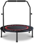 VOLKWELL 40" Rebounder Mini Trampoline with Adjustable Non-Slip Handle Bar, Foldable Indoor Exercise Workout Rebounder Trampoline for Adults & Kids, Jumping Cardio Quiet Safely Bounce