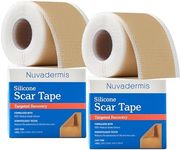NUVADERMIS Silicone Scar Tape for Surgical Scars, 10 ft Roll, 2 Pack, Light