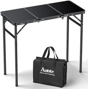 Anbte 3ft Tri-fold Camping Table Max 29.5", 3 Adjustable Heights Aluminum Folding Camping Table with Storage Bag, Lightweight, Portable Handle for Travel Outdoor Beach Picnic, 35" x 16", Black