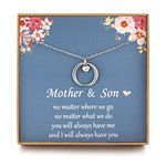 JOSYANDLOVE Mother and Son Necklace, Sterling Silver 2 Ring Necklace for Mom, Mom Gifts, Birthday Jewelry