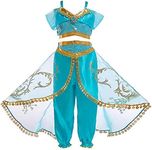 Atorcher Jasmine Princess Costume for Girls Sequined Princess Costume Set Dress Up for Kids