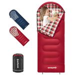KingCamp Kids Sleeping Bag Flannel Lined Cold Weather 3-4 Season Sleeping Bag for Teens Youth Child Boys Girls Camping Hiking Backpacking, Waterproof Lightweight & Compact, Red