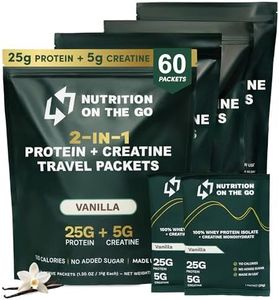 Nutrition On The Go Vanilla Whey Protein Powder with Creatine - 25g Protein, 5g Creatine - Single-Serve Packets for Travel, On-The-Go - Gluten-Free, No Added Sugar - (60-Pack)