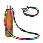 Wongeto Paracord Handle with Long Shoulder Strap Compatible with Swell，MIRA,and other Cola Shaped Water Bottle Straps/Sling（Fits 12oz,17oz and 25oz) for Outdoor Activities or Walking, Rainbow 1