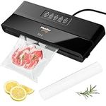 MuellerLiving Vacuum Sealer Machine, Compact Vacuum Sealer Kit with Bags/Roll, LED Light Indicators, Preserve, Marinate, Sous Vide, Black