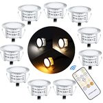 SMY Lighting Recessed LED Deck Light Kits with Remote Control, 10 Pack Dimmable Deck Lighting IP67 Waterproof 12V Outdoor LED Decking Stair Light 3 Color Changing for Yard,Garden,Patio,Stair Decor